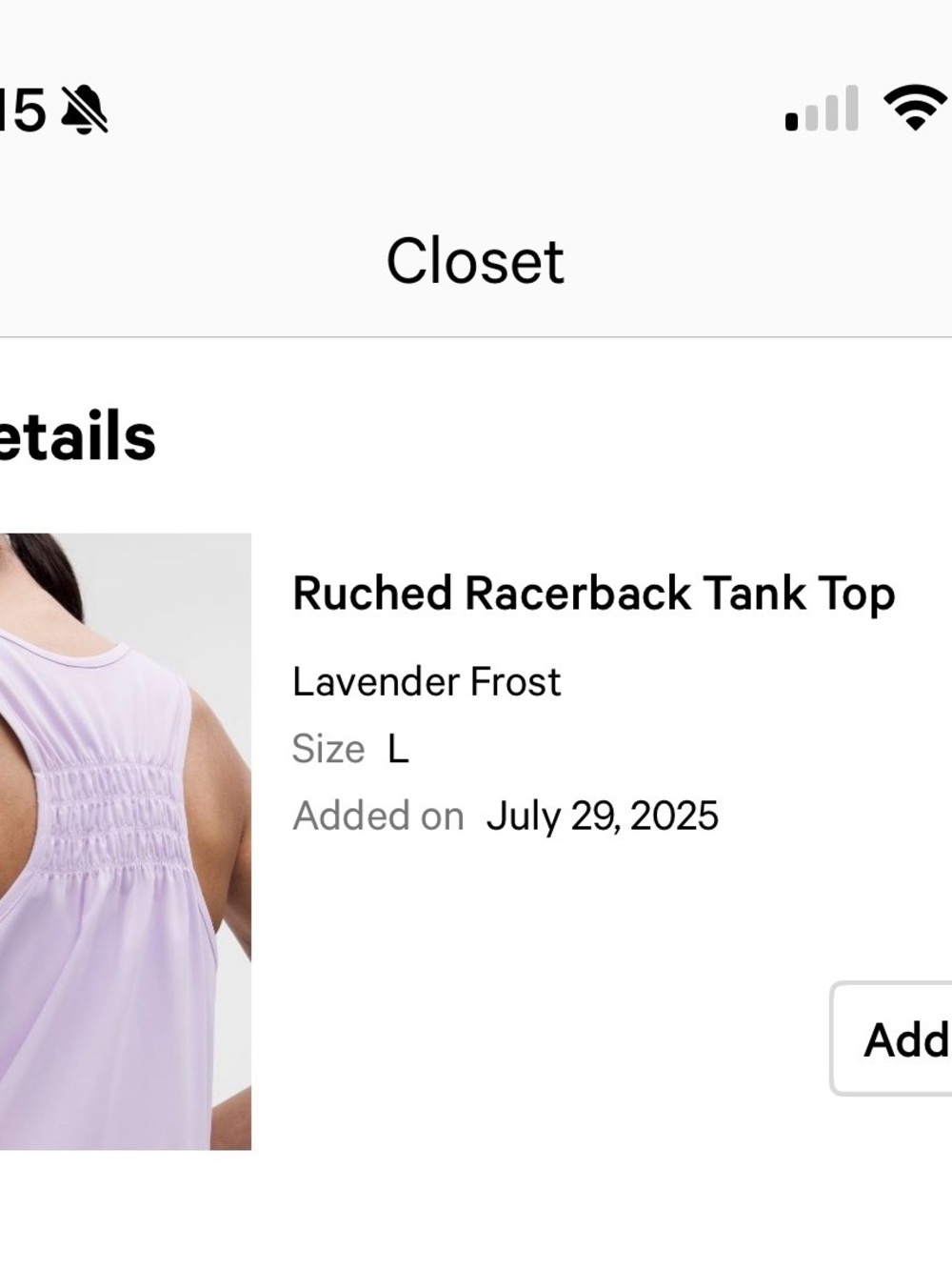 Lululemon Ruched RaserBack Tank - Picture 4 of 4